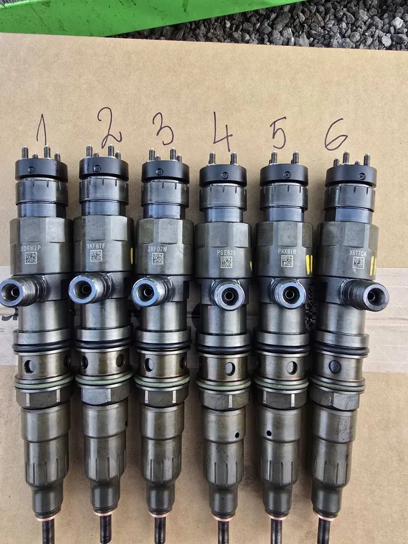 Six numbered diesel injectors